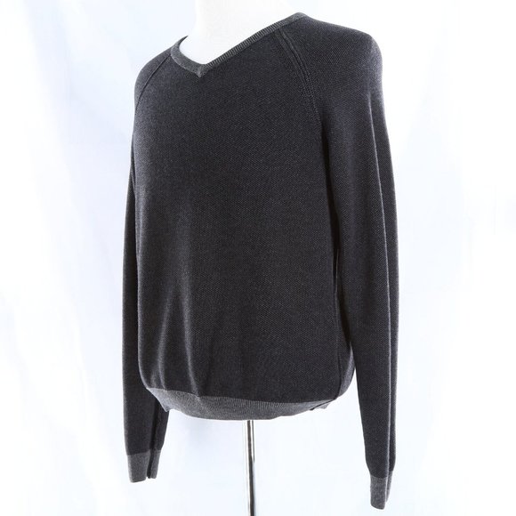 Taylor Vintage Reversible V Neck Sweater Pullover Gray/Heather Silver - Picture 3 of 8